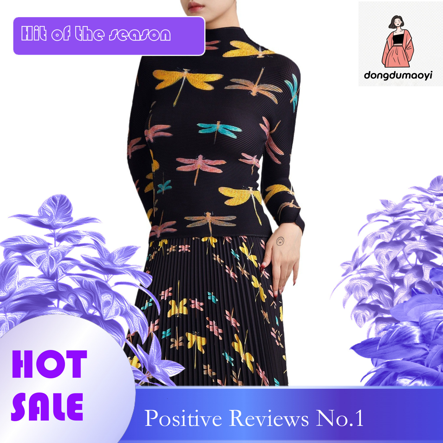 dongdumaoyi Wrinkled T-shirt base shirt, women's counter quality long sleeved top