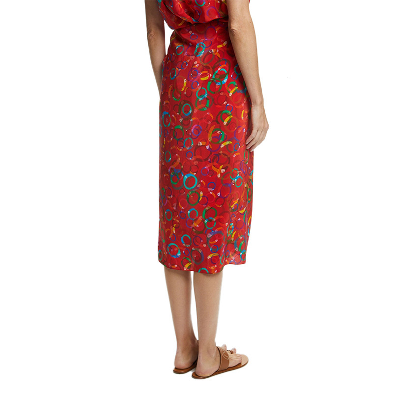 CHCH women's temperament high waisted loose mid length letter printed artistic style long daily travel elegant umbrella skirt