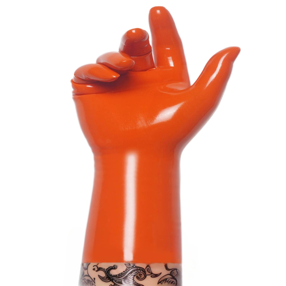customized gloves rubber orange latex fetish wear handmade gloves mark Latex catsuit male fetish hood chlorine bodysuit