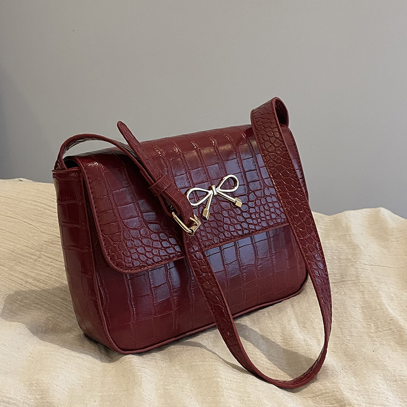 Small Square For Women 2025 New Fashionable Bow Texture Shoulder Bag Stylish Solid Color Beautiful And New Free Delivery Designer Luxury Bag Bag Simpl