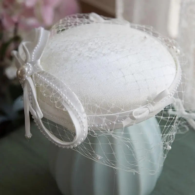 N5KB Elegant Veil Top Hats with Short Lace Elegant Wedding Po Performance 5.90In 250513