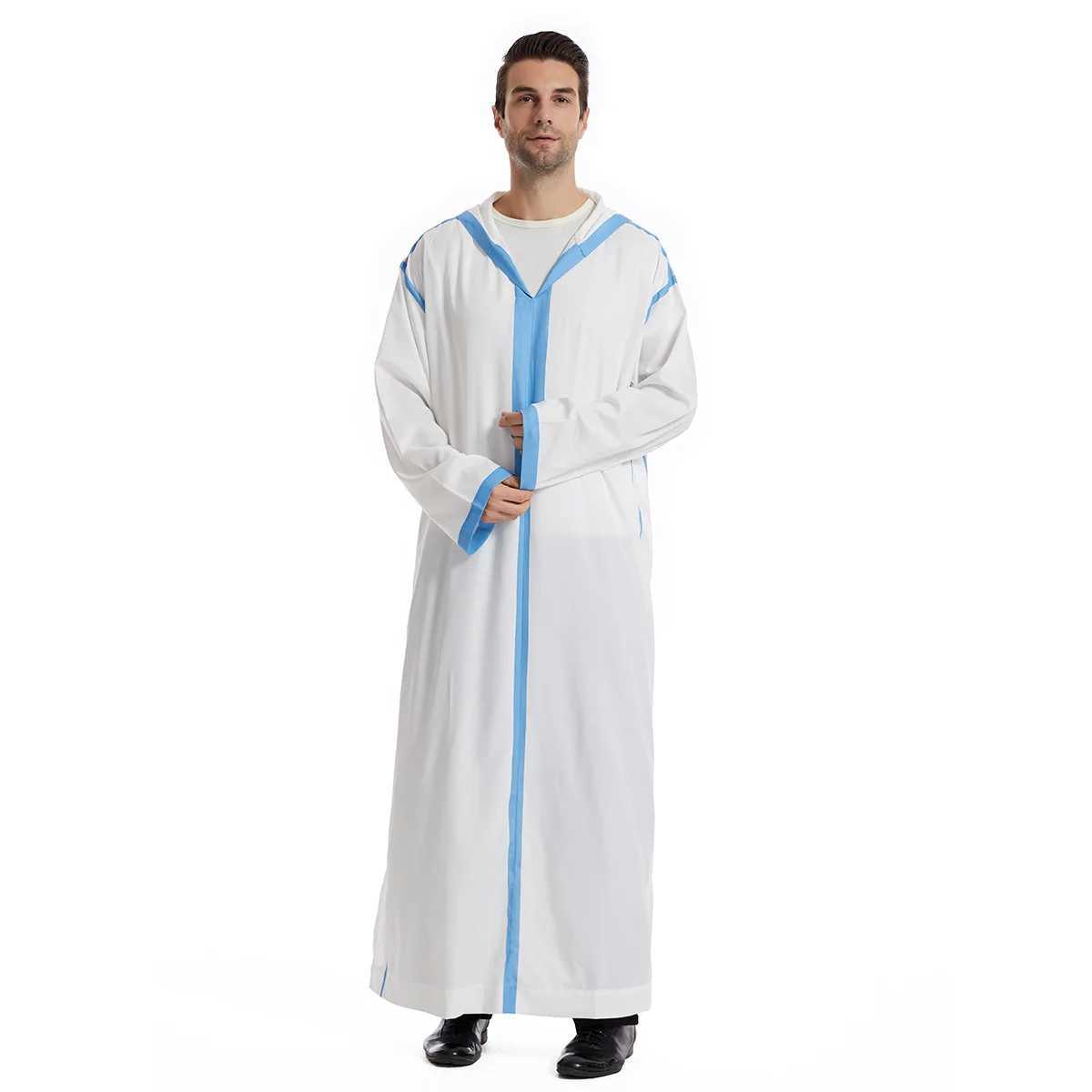 Muslim Men Hooded Robe Dishdasha Modest Islamic Dubai Saudi Prayer Abaya Kaftan Eid Ramadan Morocco Jubba Arab Thobe Abayas X250514