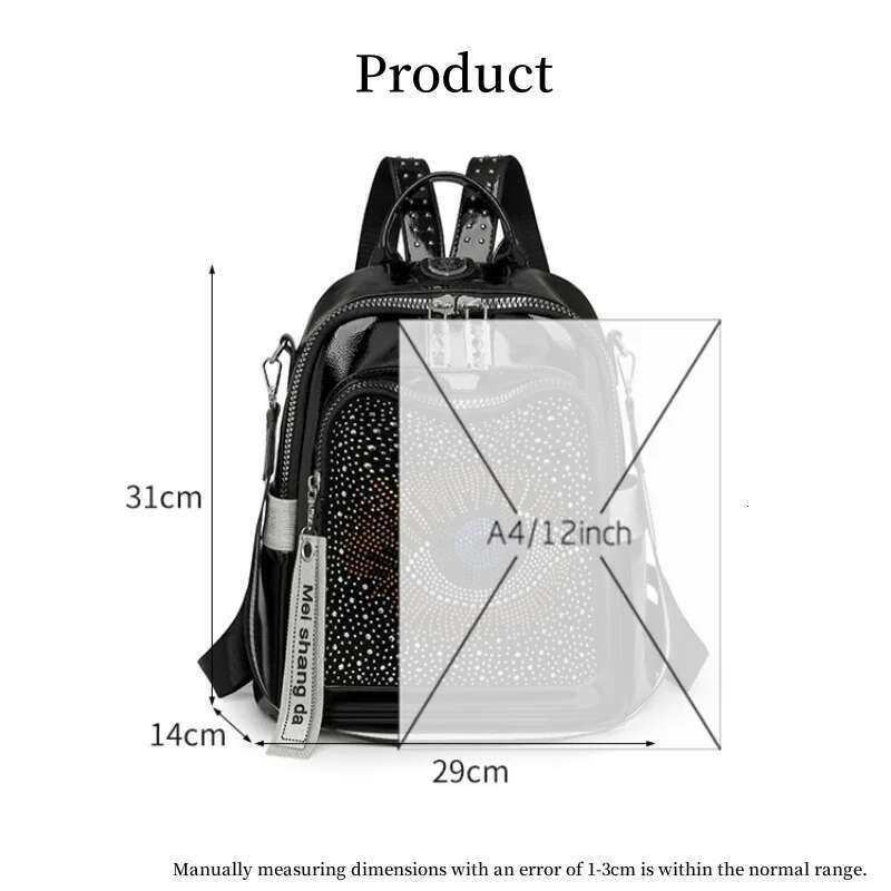 Designer Bag 2025 Designer Women Brand High Quality Leather Rhinestone Large Capacity Girls School Bag Fashion Travel Backpack Luxury Bag