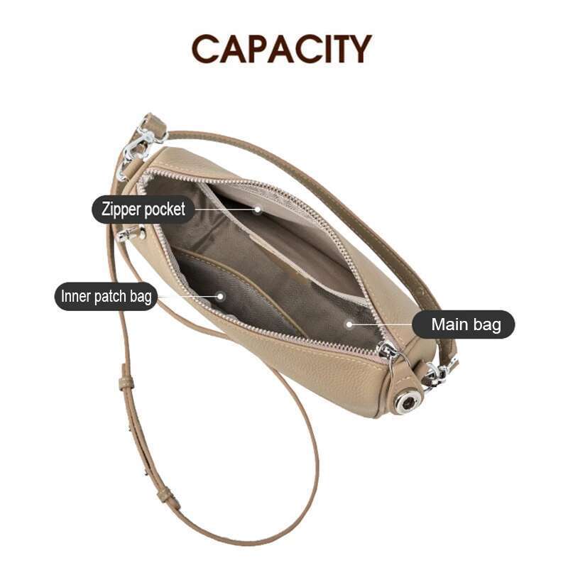 New Genuine Leather Women's Handbag Lady Fashion Versatile Single Shoulder Crossbody Girl's Solid Color Casual Underarm Bags