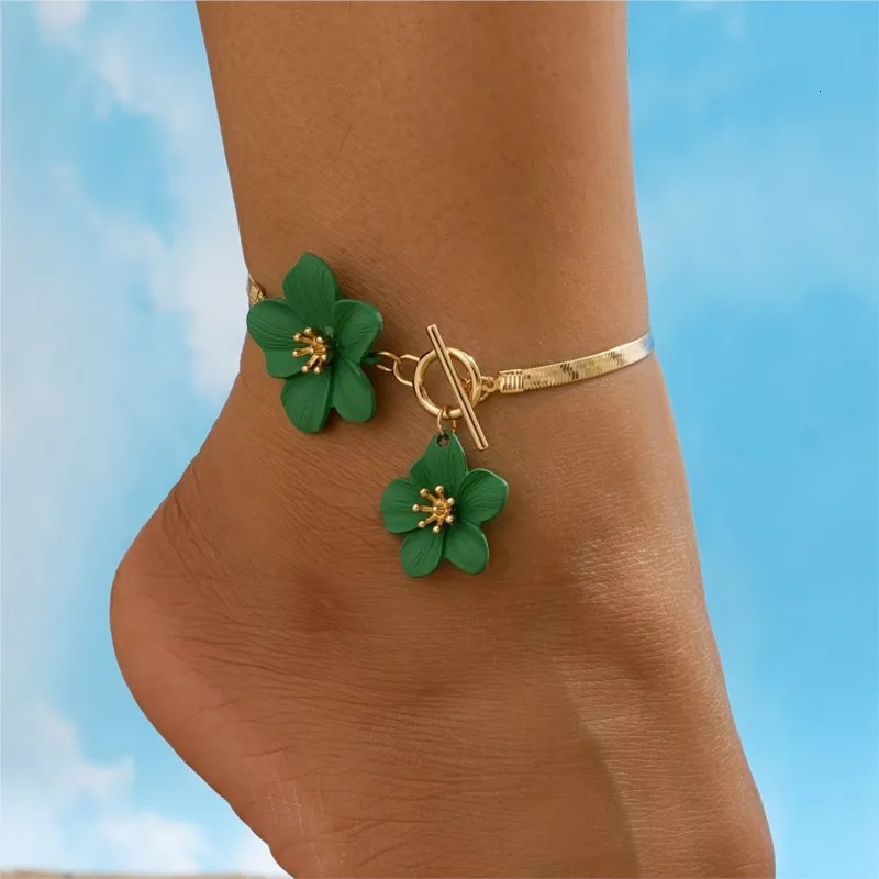 Elegant Chic Flower Pendant Anklet for Women Vacation Daily Wear Summer Boho Foot Chain Party Jewelry Gifts 250513