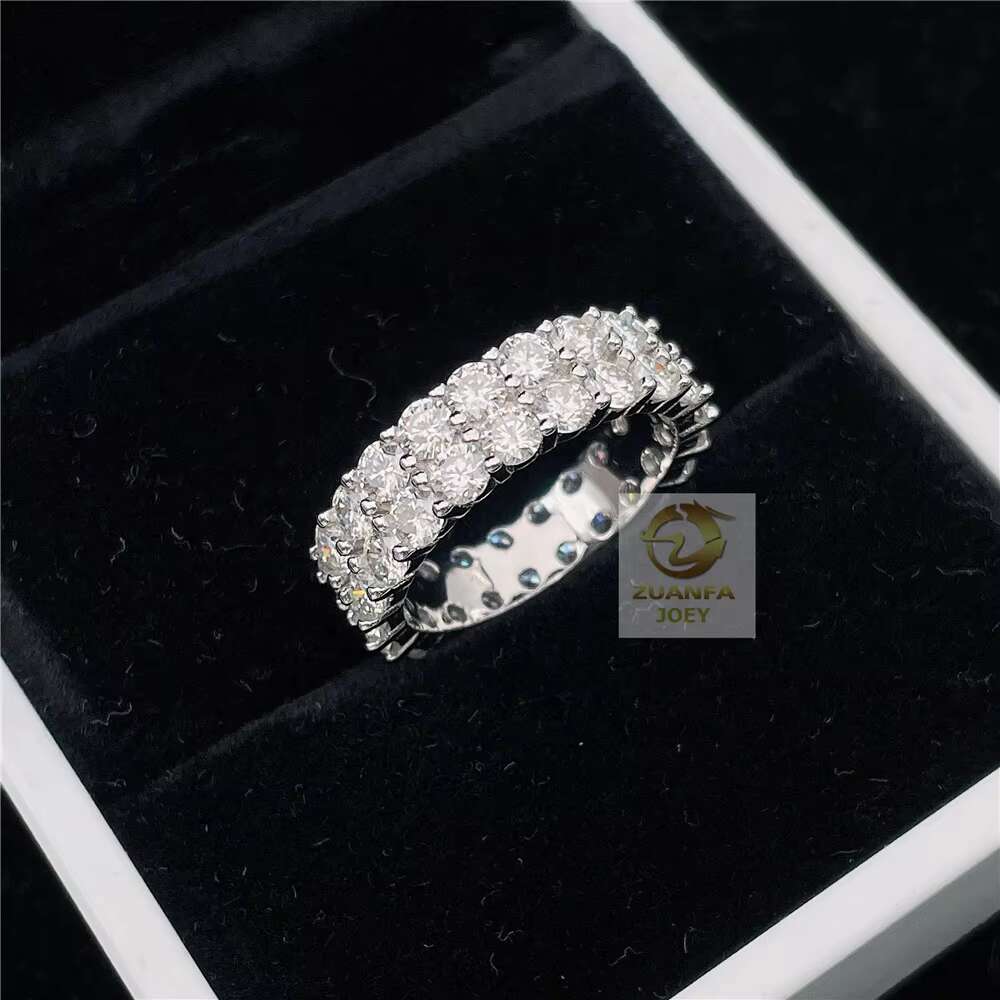 Ready to Ship Iced Out Jewelry Gold Filled 925 Sterling Silver VVS Moissanite Diamond Eternity Band Rings
