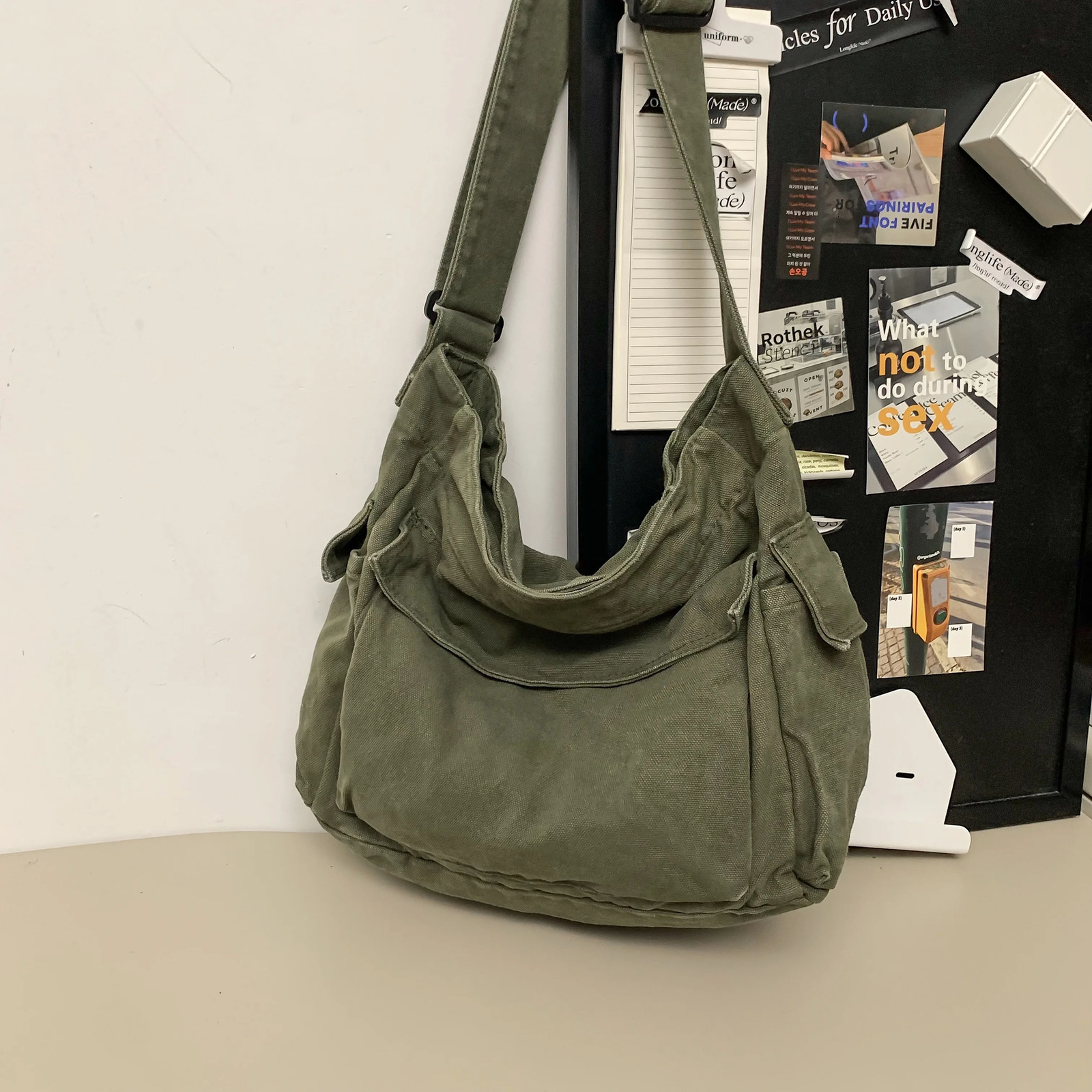 Washed Canvas Shoulder Bags Large Capacity Cotton Biker Korea Style Cloth Satchels Women 100% Pastoral Tooling 250514
