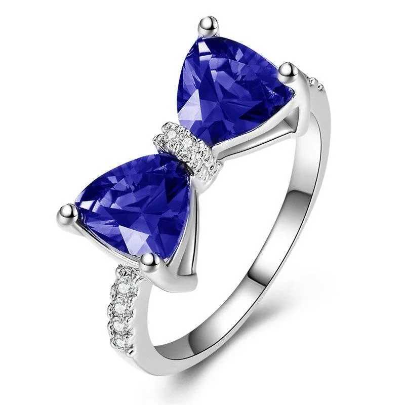 Luxury Female Rings 925 Sterling Silver Bowknot Zircon Finger Rings for Women Y2K Sparkling Pink Bow Rhinestone Jewelry GiftsXJ250514