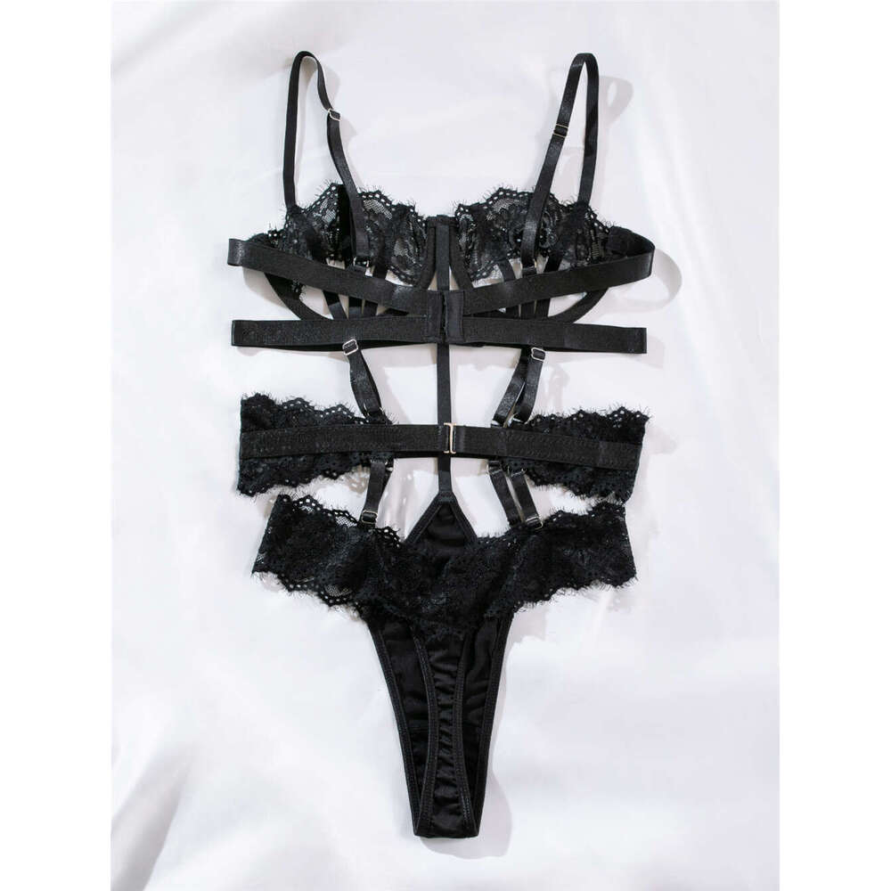 Sexy Lace Lingerie Ins Lace Embroidery Hollow Splicing Ribbon Perspective Sexy Underwear Women S M KQ