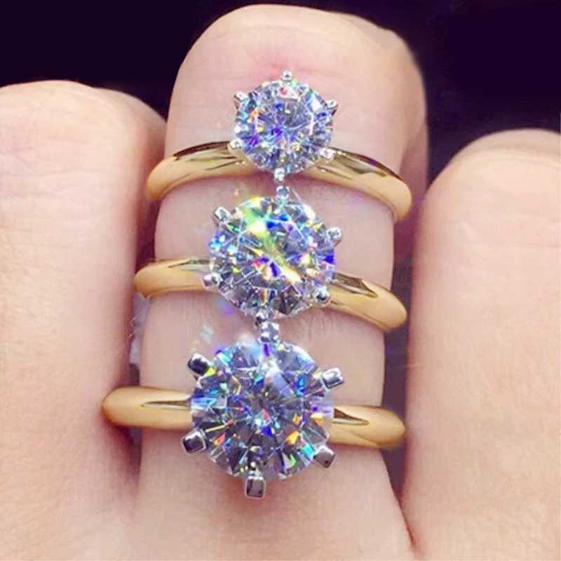 3ct Diamond Ring Solitaire Woman Silver 925 Yellow Gold Moissanite Ring Engagement Wedding 2ct moissanite Ring with CertificateXJ250514