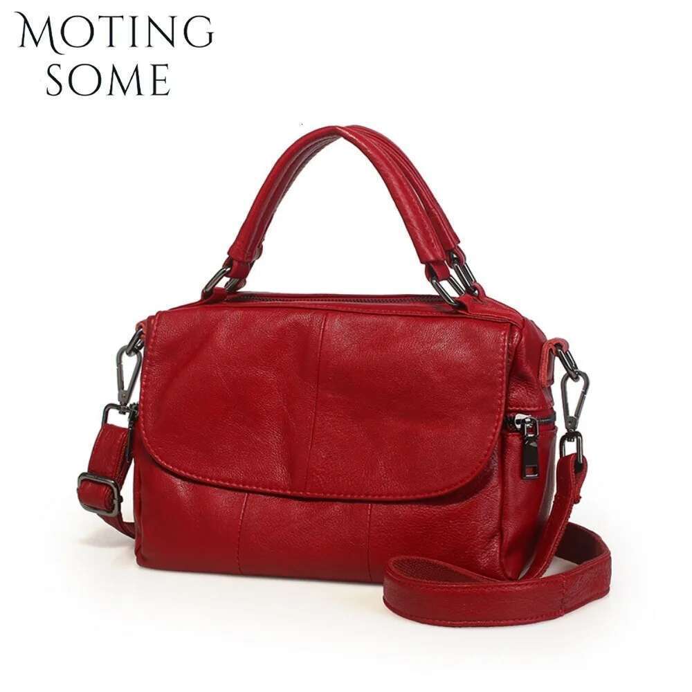Motingsome Soft Cowhide Messenger Bag Women Leisure Handbag Crossbody Lady Flap Casual Daily Purse Top Handle Tote