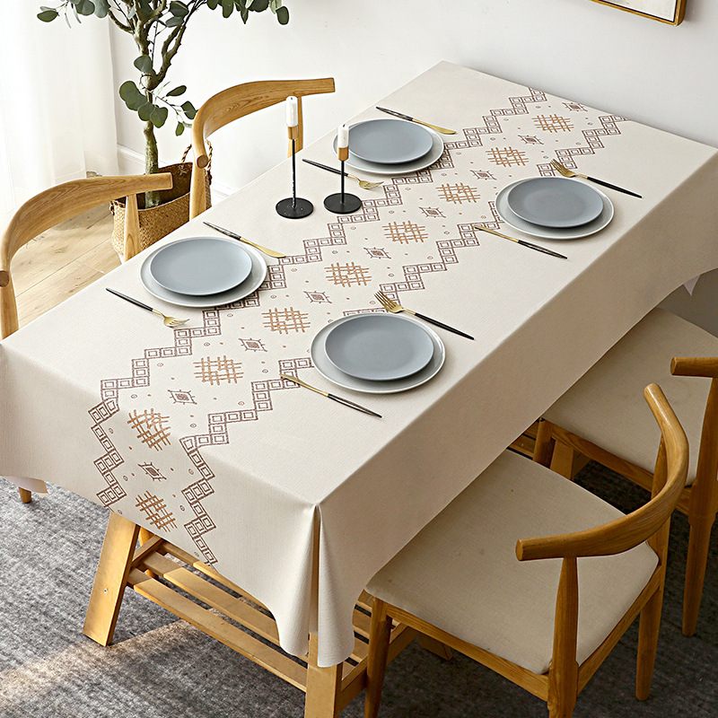 A0902 Nordic style tablecloth waterproof and scalding PVC coffee table mat rectangular household thickened tablecloth tablecloth washable and oil-proo