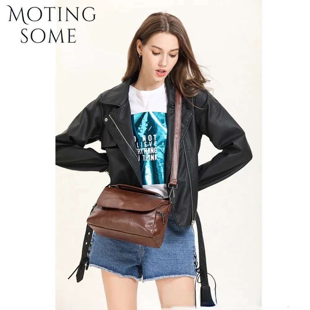 Motingsome Soft Cowhide Messenger Bag Women Leisure Handbag Crossbody Lady Flap Casual Daily Purse Top Handle Tote 2024