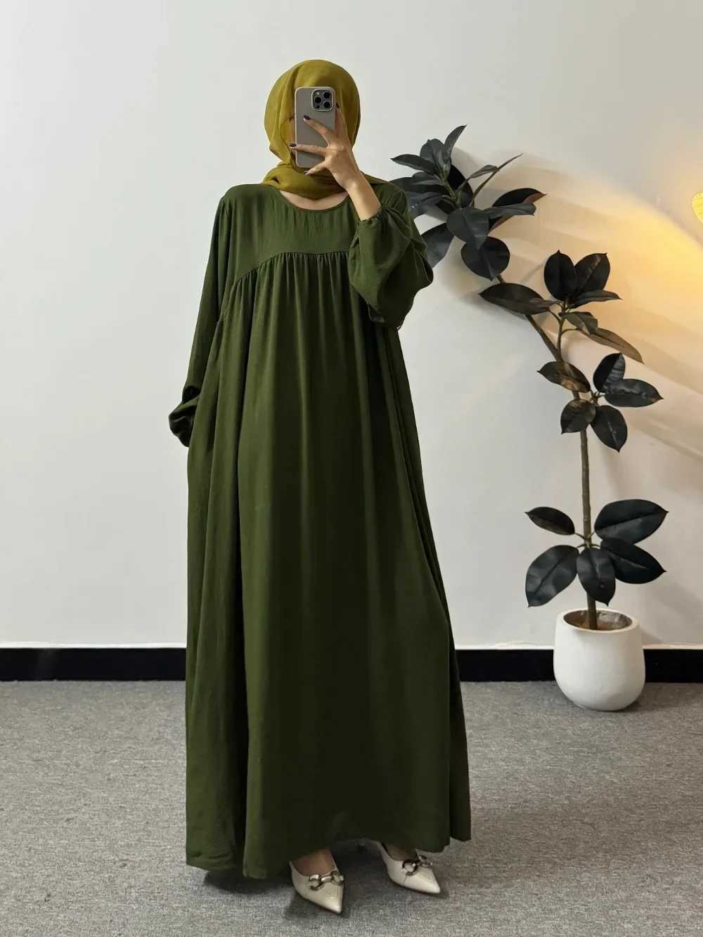 Full Slve Loose Maxi Prayer Dress Muslim Modest Dresses Jilbabs Casual Solid Pockets Robe Long Ramadan Dress Women Abayas X2505141