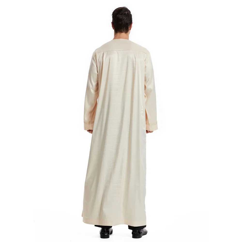 Dubai Turkey Muslim Islamic Men Clothing Zipper Front Robe Maxi Gown Abayas Ramadan Eid Kaftan Abaya Dress Jubba Thobe Costumes X250514