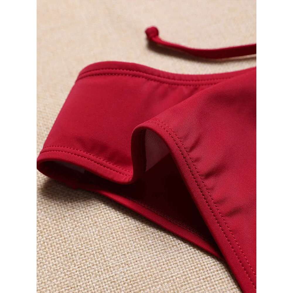 Triangle Tie Side Swimsuit New Arrival Biquini Padded Bra Sexy Solid Bikini Set Women's Swimwear Summer Fashion