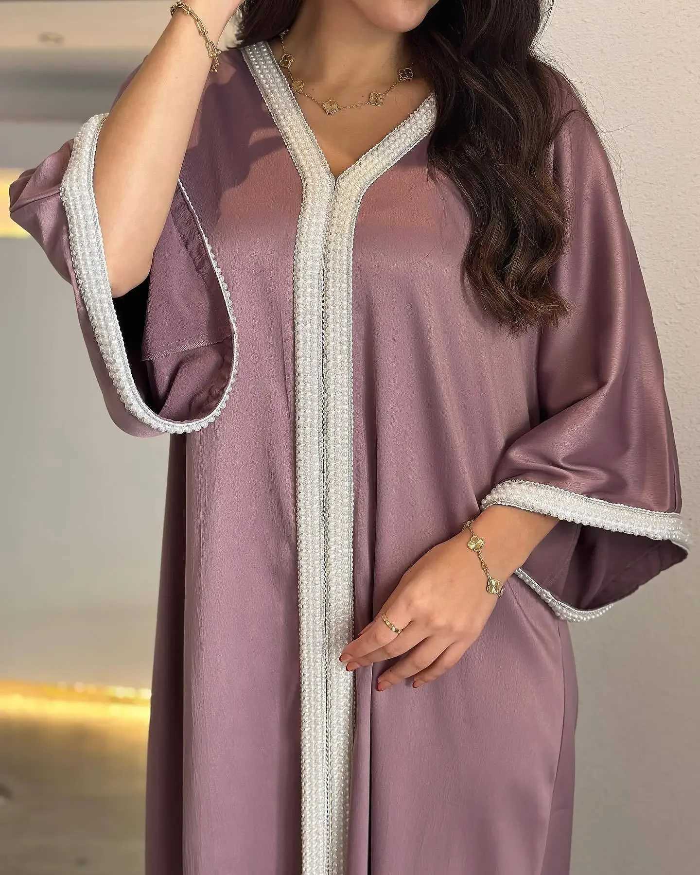 Ramadan Eid Djellaba Muslim Women Dress Split Hem Jalabiya Arabic Robe Dubai Abaya Turkey Kaftan Caftan Marocain Femme Vestidos X250514