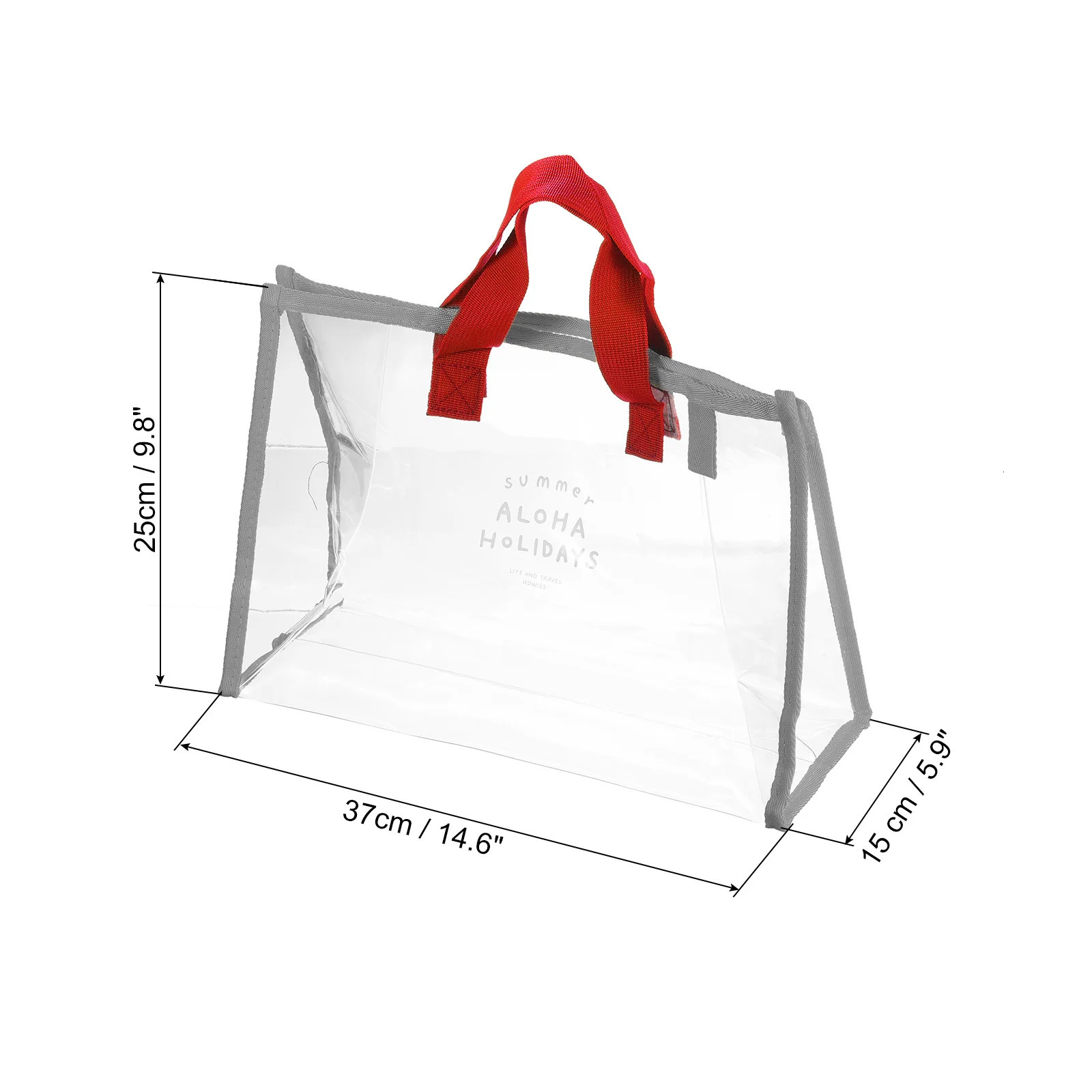 Clear Tote Bag PVC Beach Toiletry Pouch Makeup Cosmetic Organizer for Travel Swimming Blue OrangeRed Grey 250514