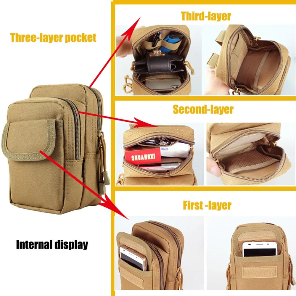 MultiPurpose Molle Pouch Belt Pack Bag Tactical Waterproof Waist Pocket Sports for Outdoor Hiking Compact Phone Storage 250514