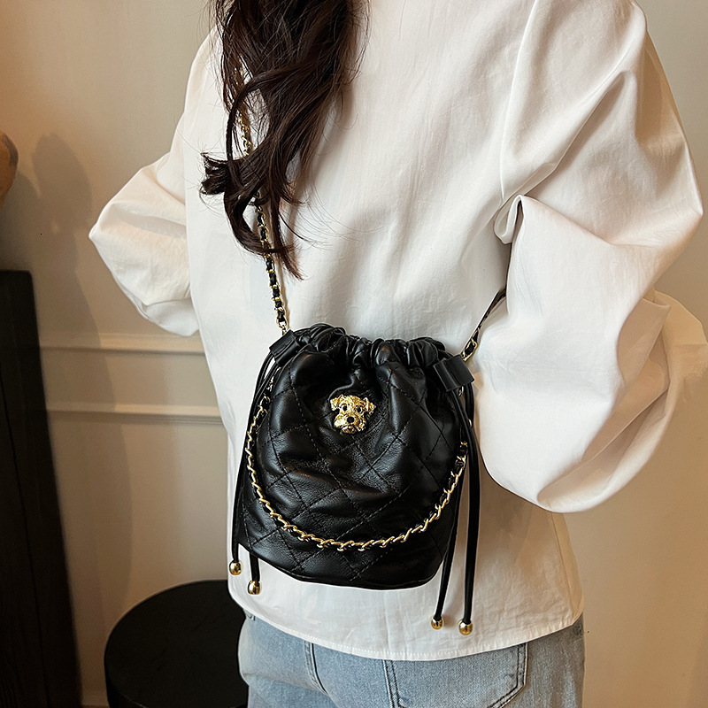 Women 2025 New Small Fragrant Style Mini Drawstring High Beauty Wealth Bucket Chain Single Shoulder Crossbody Bag
