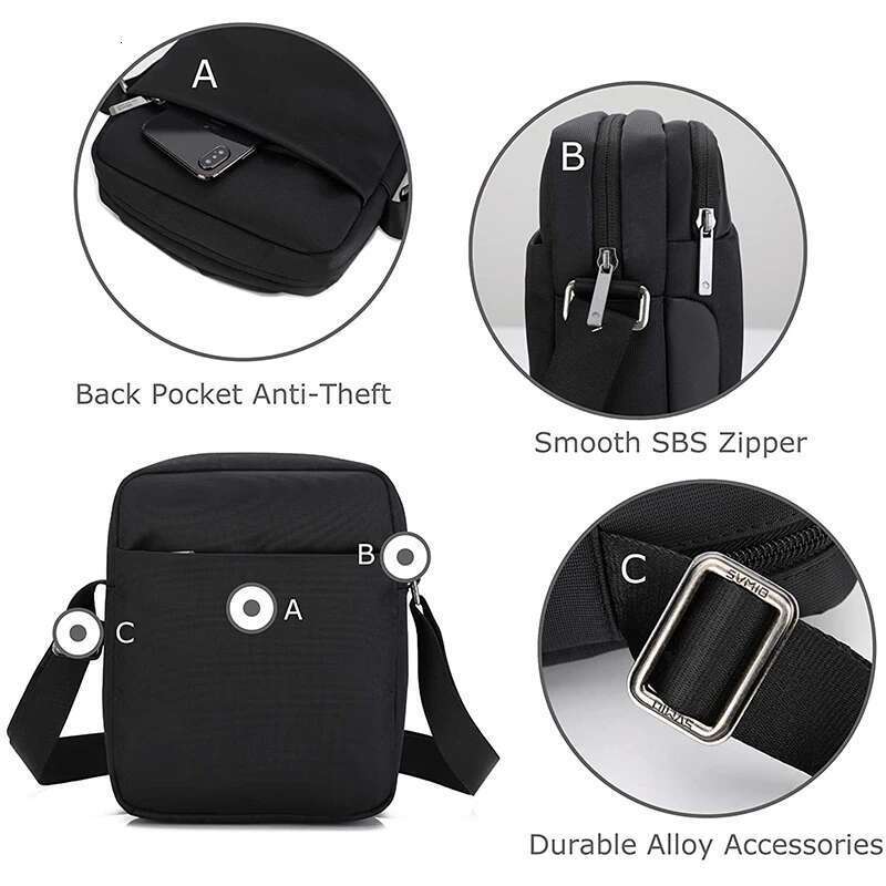 OIWAS Crossbody Men's Pouch Small Man Bags Mini Single Shoulder Messenger Bag Cross Body Wallet For Travel Work School
