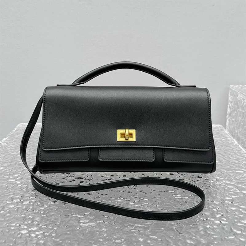 High-end Horiztal Hand-held Cluh Bag Wen Underarm Bag Brand Lock Design Motorcycle Bag Soft Cowhide Shoder Messenger Bag Z250514