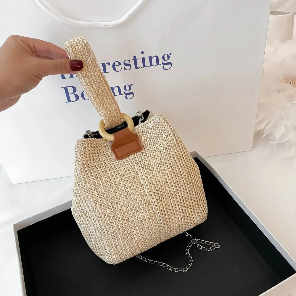 ner Women Bags Woven Handbag Summer Bucket Crossbody Chain Shoulder Bohemian Female Handmade Rattan Tote 250514