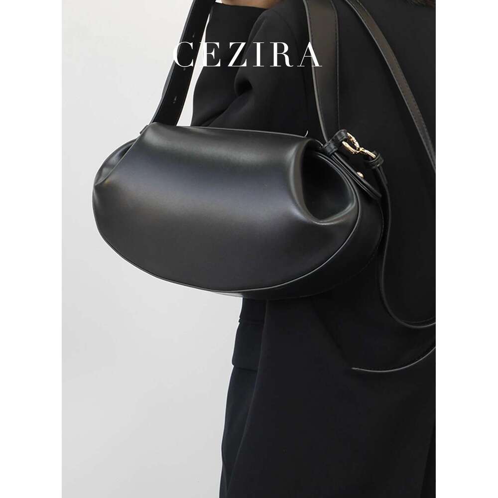 CEZIRA Women Fashion Designer PU Vegan Leather Handbags Niche Brand Rugby Shape Top-Handle Bags Crossbody Shoulder Purses Daily