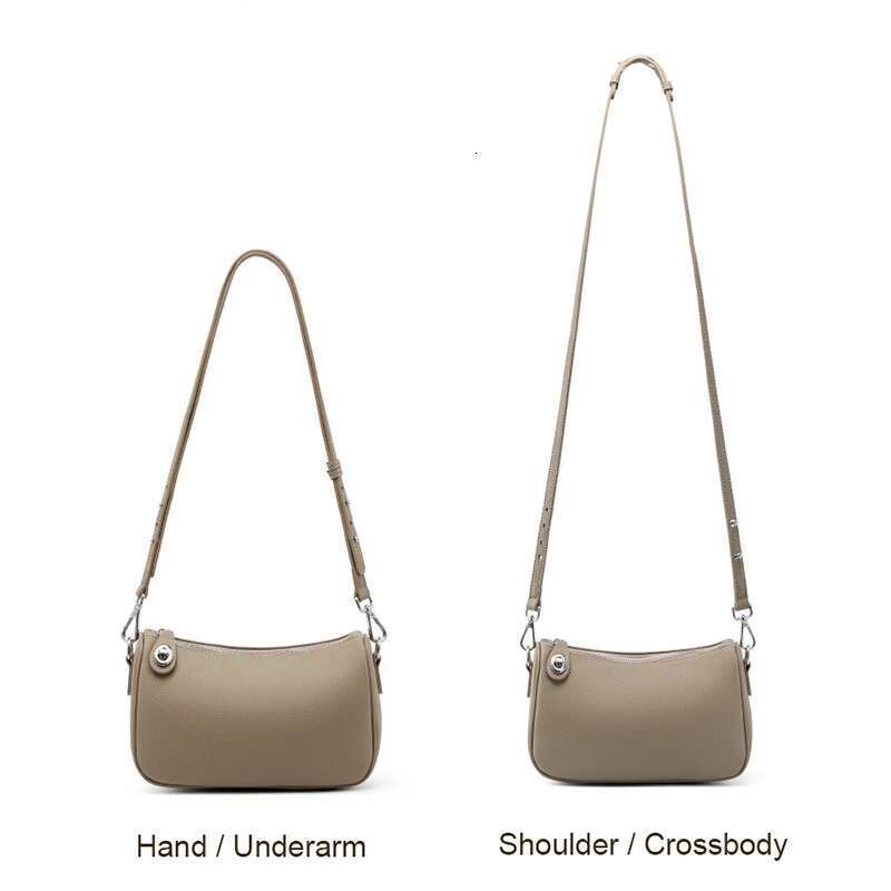 New Genuine Leather Women's Handbag Lady Fashion Versatile Single Shoulder Crossbody Girl's Solid Color Casual Underarm Bags