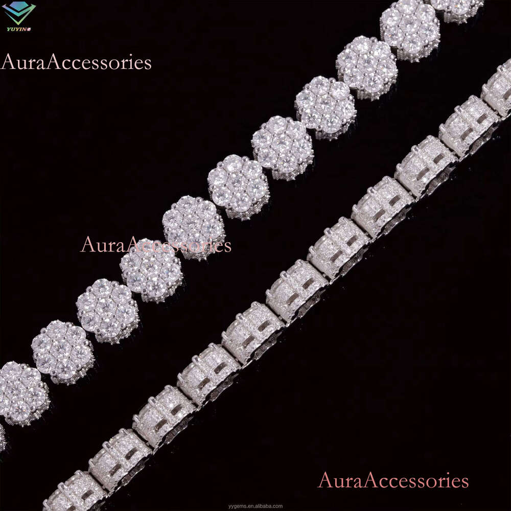 Dia Sterling Sier 10mm VVS Moissanite Dias Cuban Link Bracelet With GRA Certificate