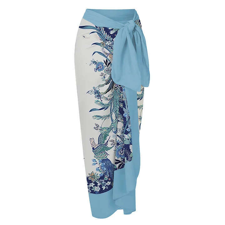 New double-sided European and American one-piece women's conservative vacation swimsuit chiffon printed wrapped skirt set 2025 new casual versati