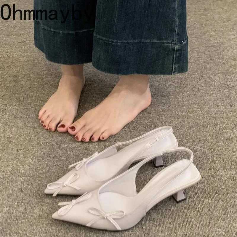 Summer Womens High Heel Mules Sandals Elegant Pointed Toe Slip On Singbacks Shoes Ladies Dancing Party Prom Shoes W250514