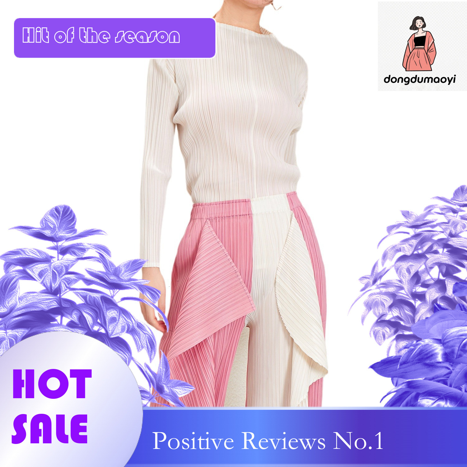 dongdumaoyi Miyake temperament long sleeved T-shirt for women's spring new collection, slim fit and slimming look, inner layer bottom shirt, plea