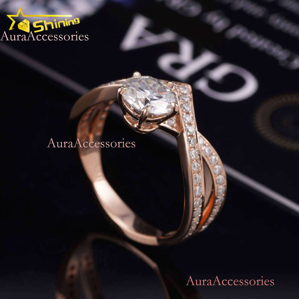 High Quality Handmade Wedding Band Design 14K Gold Lab Grown Dia Jewelry Women Real Moissanite Ring