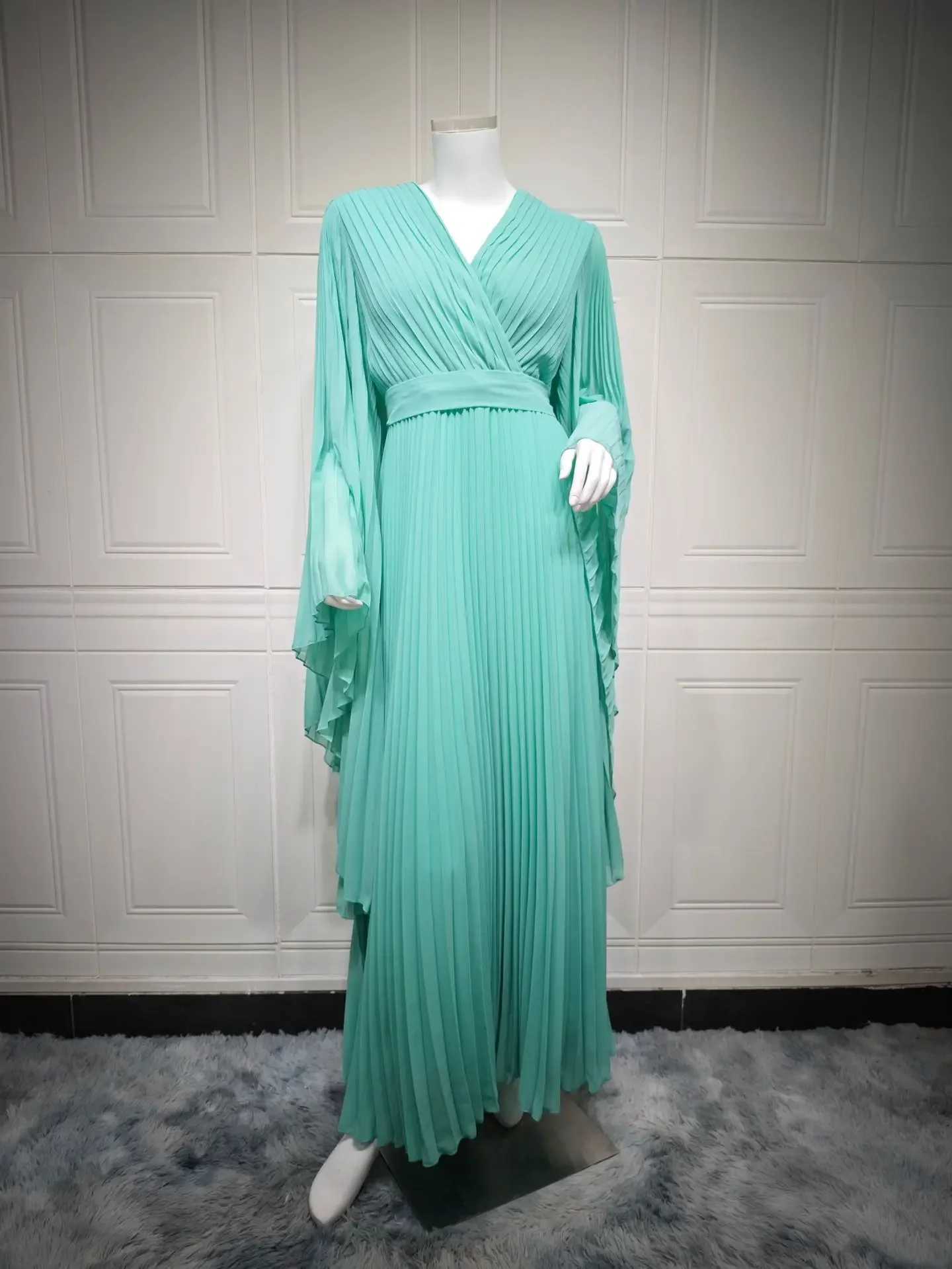 Fashion Elegant Party Long Dresses Swing Chiffon Pressure Pleated Solid Color Womens Dresses Gowns 2025 Spring New X250514