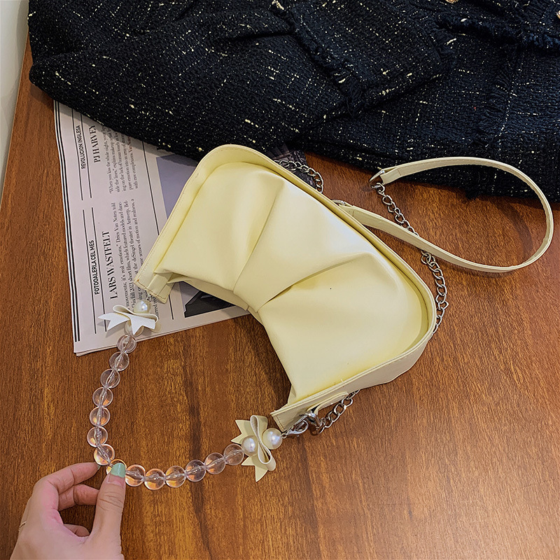 Free Delivery Designer Bag Leisure Chain White For Women 2025 Autumn New Trendy And Casual Style Armpit Pleated Cloud Crossbody Luxury Bag