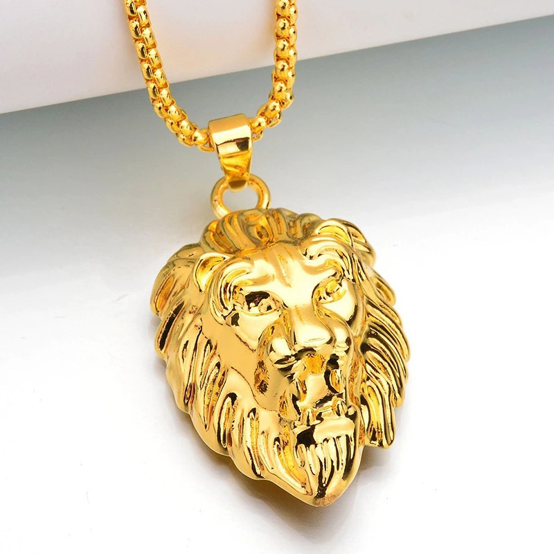 High quality lifestyle, hip-hop style, unisex fashion, personalized and cool, lion head necklace, collarbone chain