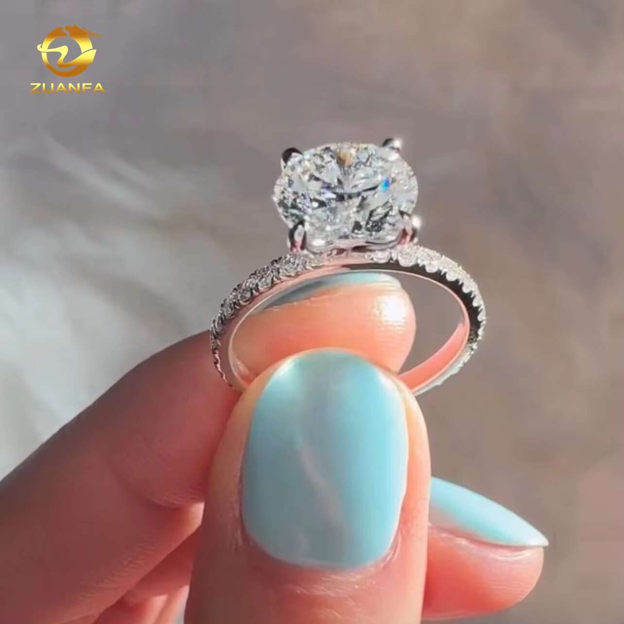 Cheap Price 9K 10K Real Solid Gold Round Brilliant Cut 2.2carat E-F VS1 Clarity Lab Grown Diamond Gold Wedding Engagement Ring