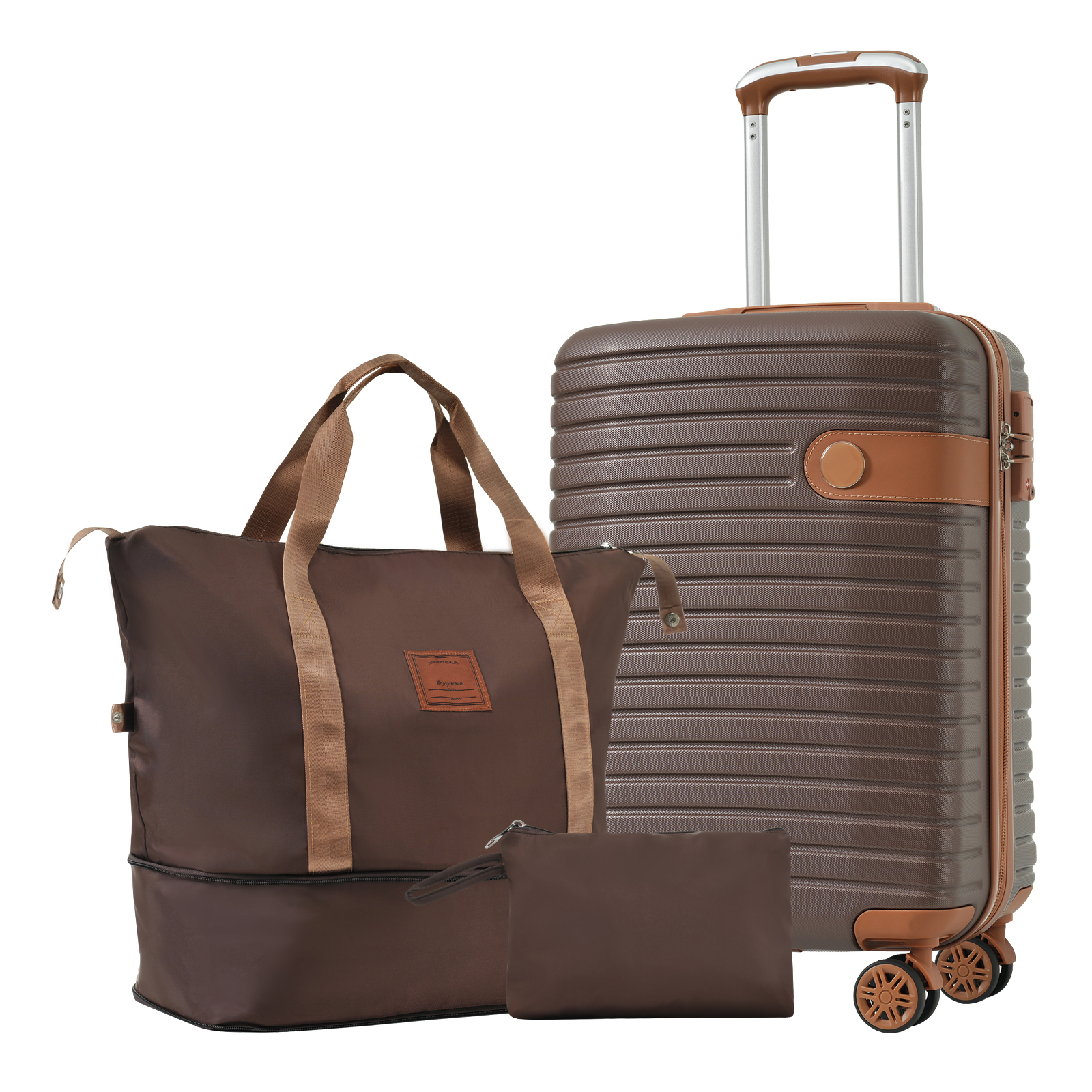 3-Piece Luggage Set: 20-Inch Carry - on Luggage, Airline Approved, Lightweight Hardshell ABS Suitcases with Wheels and TSA Lock Retractable pull rod T