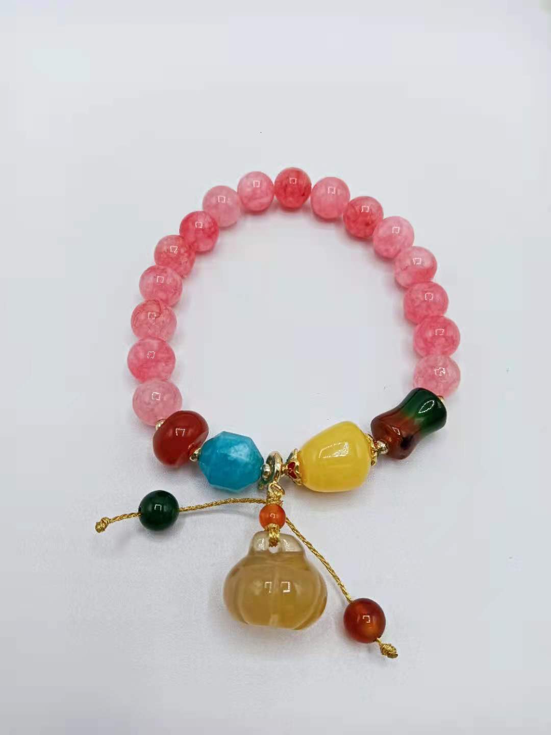 Ethnic Style Personalized Agate Chalcedony Fashion Hand String Pumpkin Pendant for Students to Wear