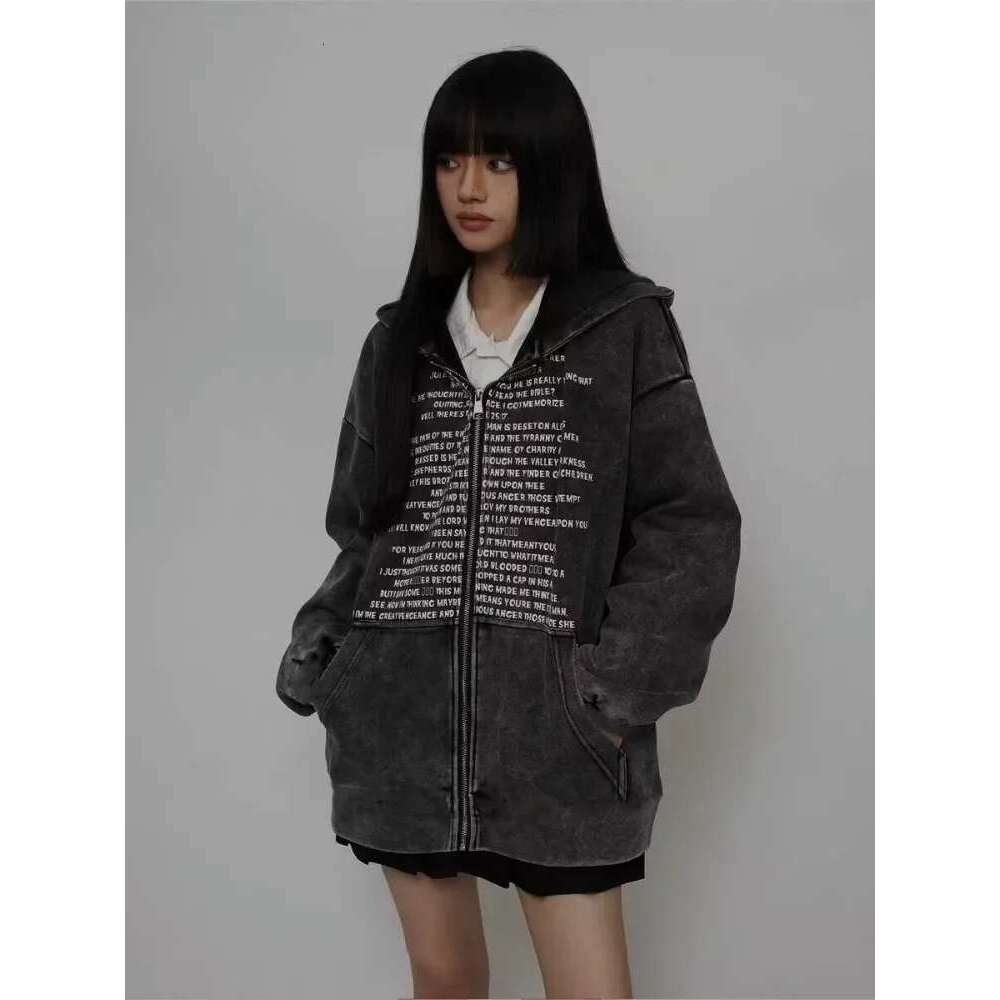Spring Autumn Thicken Streetwear Casual Hoodies Fashion Oversized Zipper Women's Tops Y2k Aesthetic New Letter Print Sweatshirts Designer