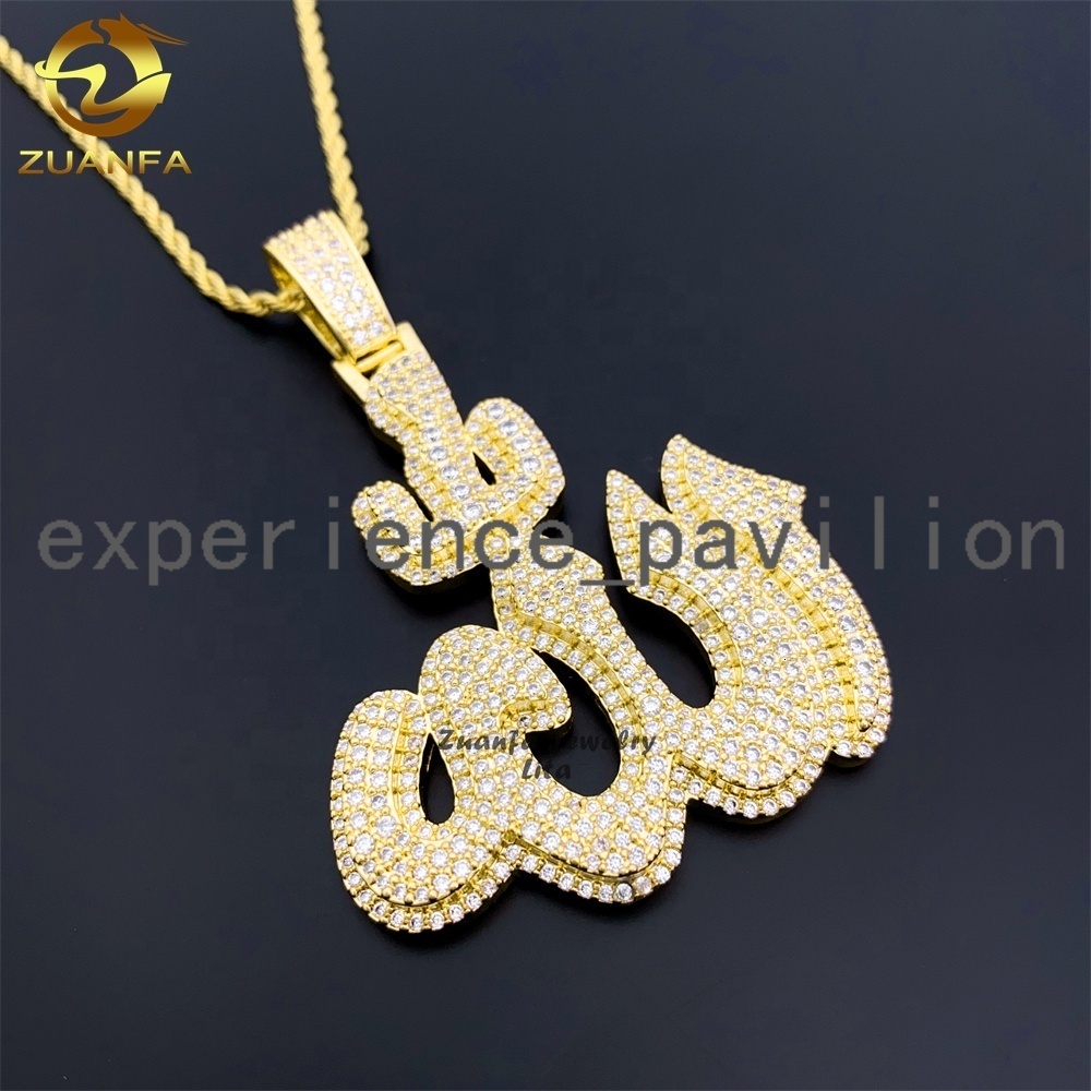 Hip Hop Jewelry Fashion Nice High Quality 925 Silver Iced Out Mens Moissanite Allah Pendant