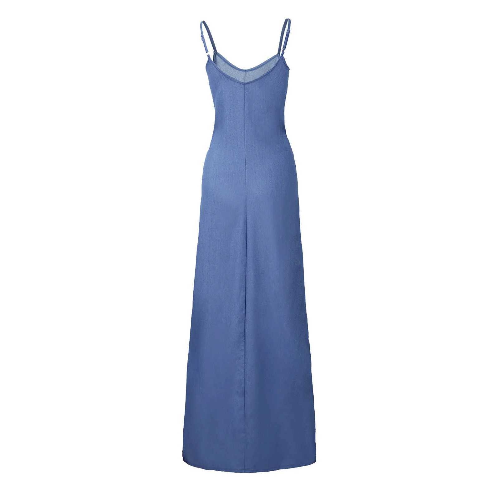 Oversized Dress Women Sleeveless Loose Long Suspenders Dresses Sexy V Neck Casual Denim Style Plus-Size Women Dresses Y2kXJ250514