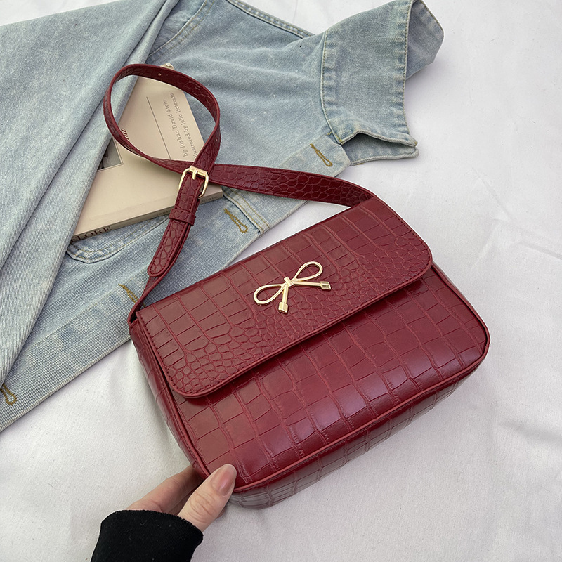 Small Square For Women 2025 New Fashionable Bow Texture Shoulder Bag Stylish Solid Color Beautiful And New Free Delivery Designer Luxury Bag Bag Simpl