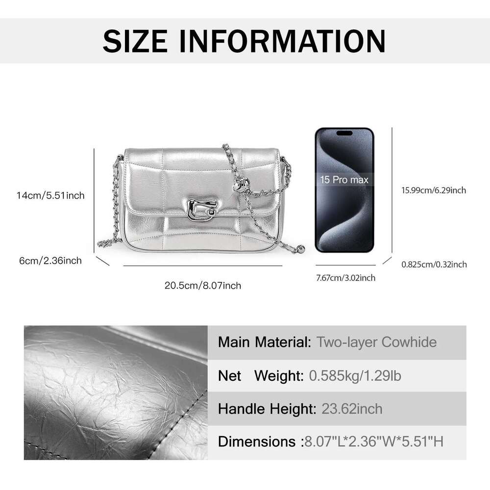 Designer Bag 2025 Sier Chain For Women Christmas Gift Fashion Original Designer Brand Cowhide One Shoulder Crossbody Bag Luxury Bag