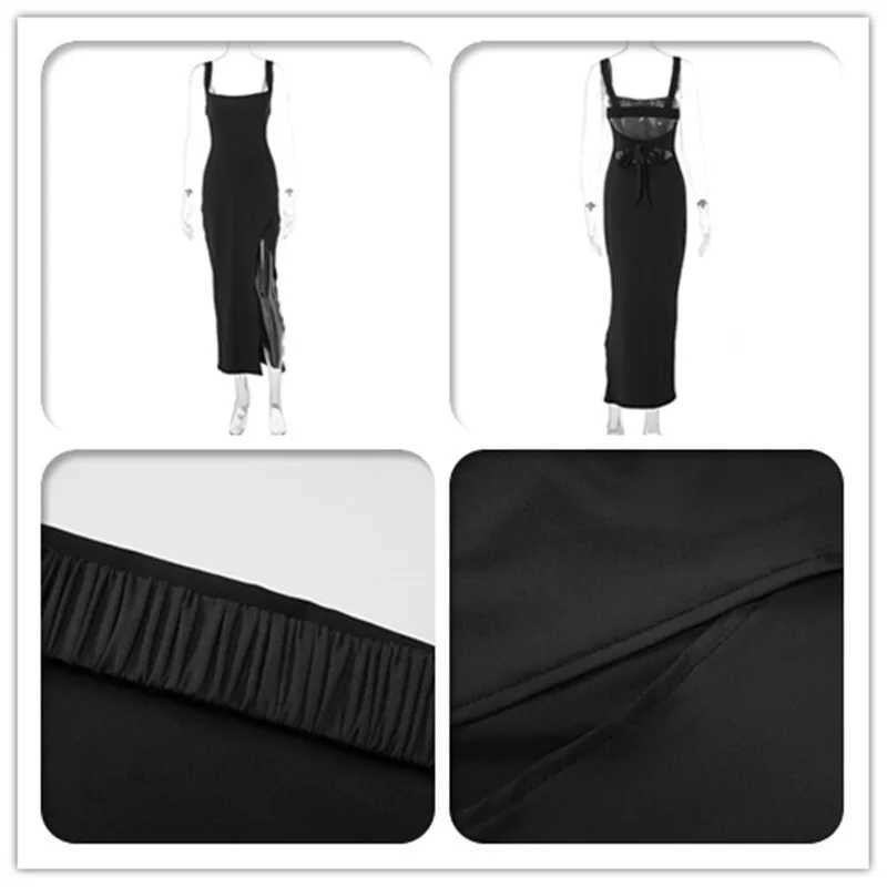April High Split Slim Sleeveless Sexy Dress Women Elegant Evening Party Long Dresses Backless Bodycon Summer Dress VestidosXJ250514