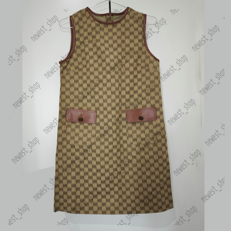 summer Womens basic ladies dress designer Letter luxury Sexy lady Ladies geometry jacquard khaki sleeveless back zipper Dresses leather patchwork