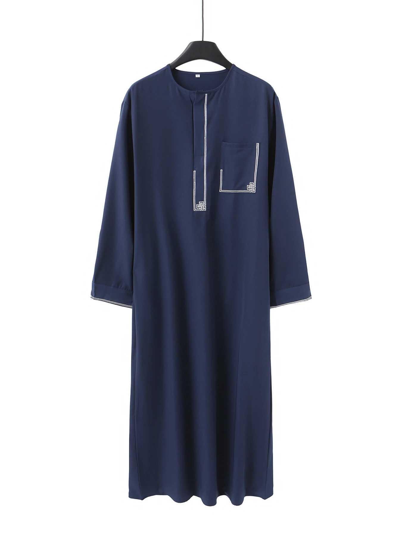 Luxury mens Muslim Long Sleeve Embroidered garment Embroidery New long sleeve Islamic kaftan X250514
