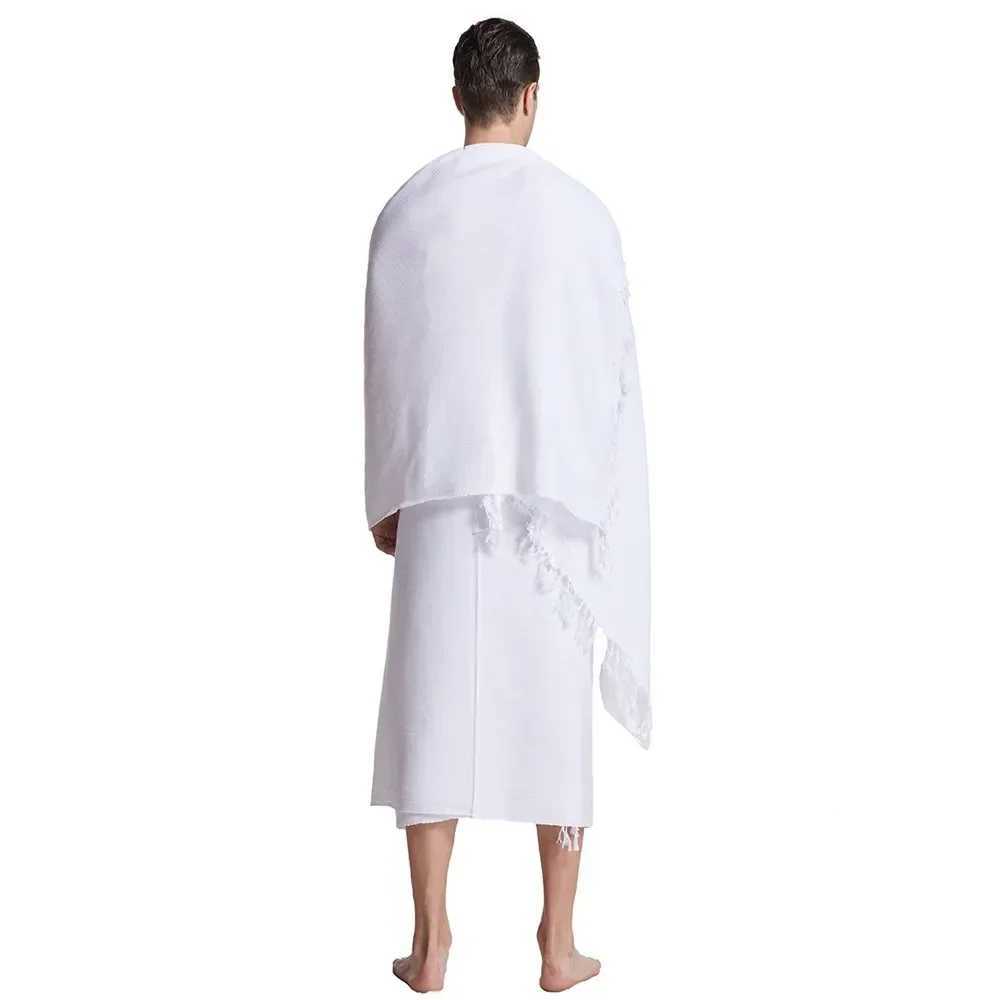 2 Piece Ihram Pilgrimage Towel Men Muslim Arab Mecca Hajj Clothes Ramadan Boys Islamic Prayer Worship Costumes Shawl Jubba Thobe X250514