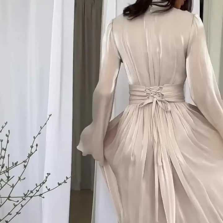 Muslim Dresses Women Eid Ankle Length Maxi Dress Kaftan Dubai Arab Gorgeous Vestidos Loose Fit Party Spring Prom Folds 2025 X250514